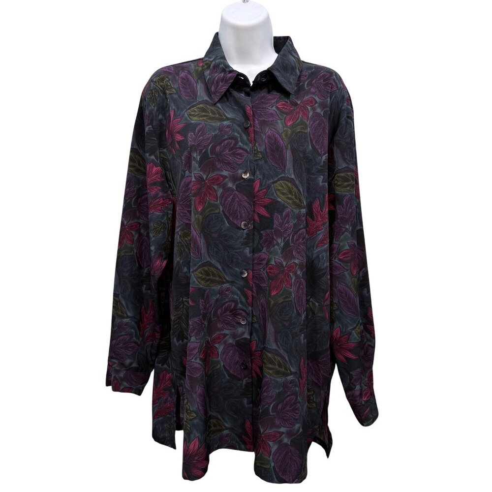 VTG Bonworth Button Up Floral Blouse Dark Academia Whimsigoth 90s Womens L